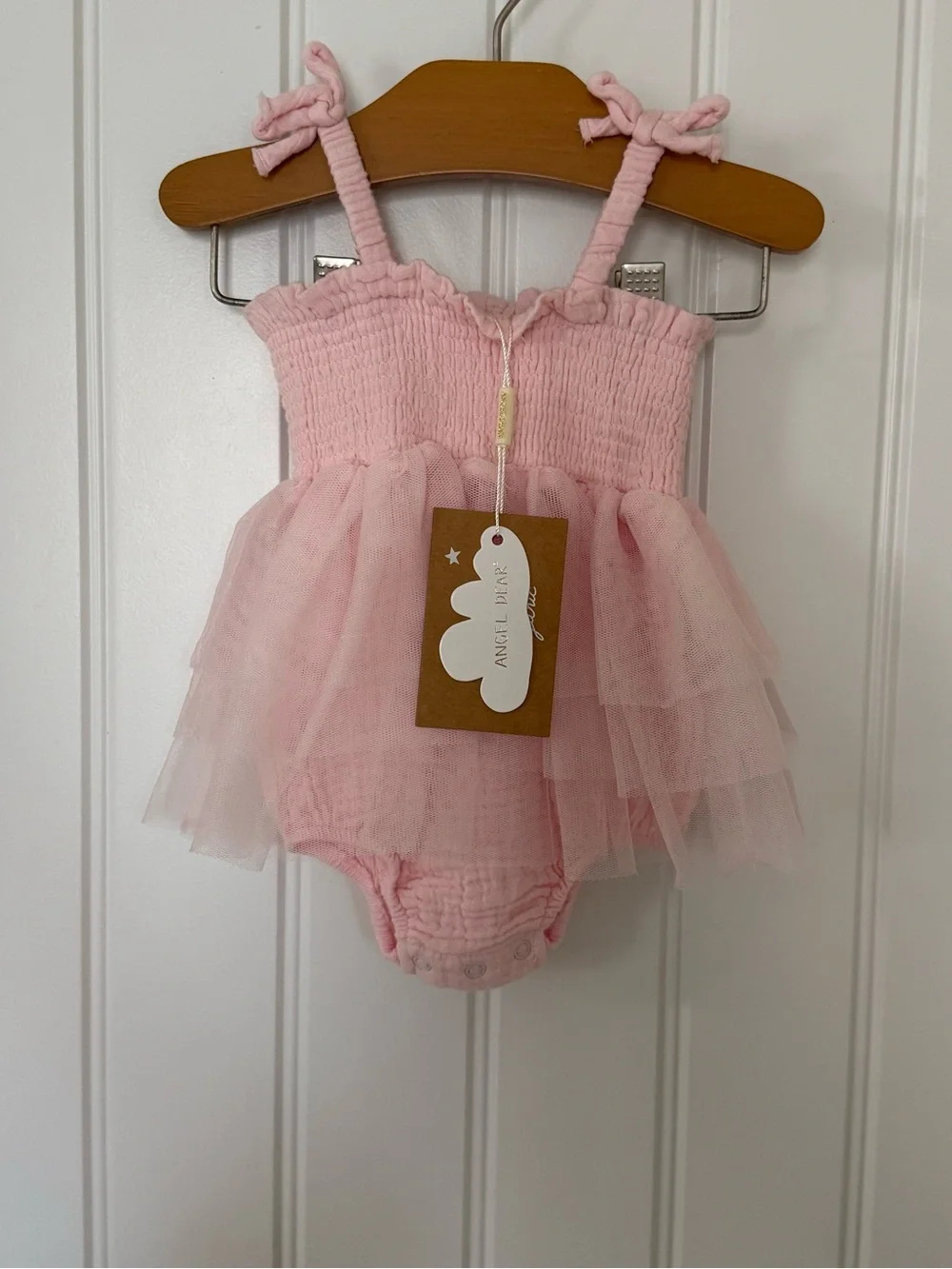 🩰NWT Angel Dear Organic Muslin Tutu Bubble Romper Pink Size 0-6M Baby Girl 🩰